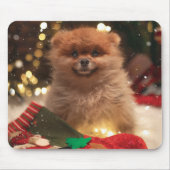 クリスマスの幸せな子犬 マウスパッド (正面)