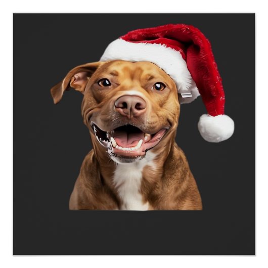 クリスマスの幸せな犬 面白い犬 クラシックTシャツ ポスター (正面)
