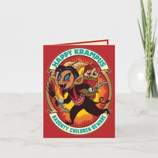 クリスマスの幸せクランプスいけなの子供たちに注意 シーズンカード (正面)