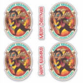 クリスマスの幸せクランプスいけなの子供たちに注意 シール (正面)