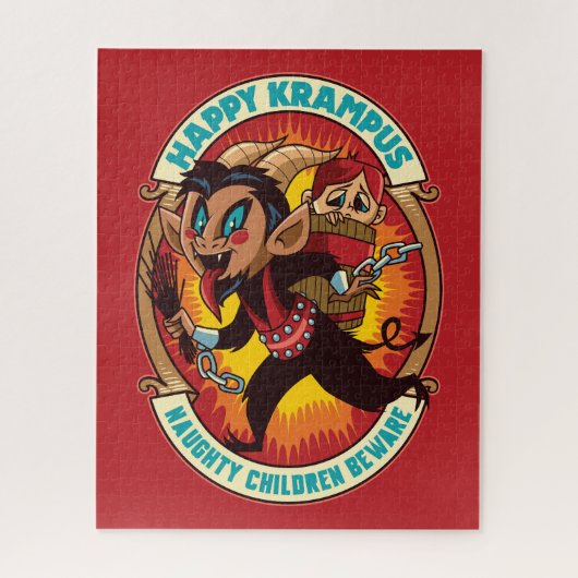 クリスマスの幸せクランプスいけなの子供たちに注意 ジグソーパズル (縦)