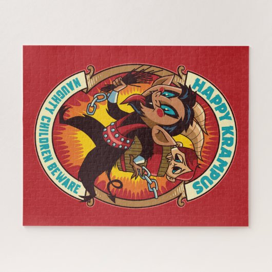 クリスマスの幸せクランプスいけなの子供たちに注意 ジグソーパズル (横)