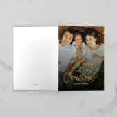 クリスマスの幻想的なスクリプト ファミリー 12 枚の写真 箔グリーティングカード (外側レイダウン)