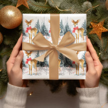 クリスマスの幻想的な鹿 | ラッピングペーパー