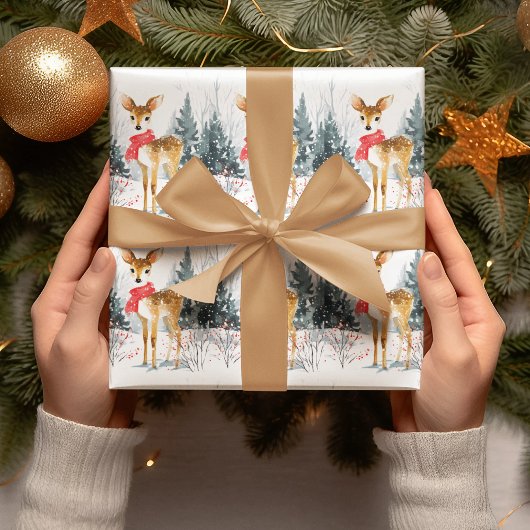 クリスマスの幻想的な鹿 | ラッピングペーパー