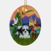 クリスマスの幻想 - シ Shih Tzu (黒白) セラミックオーナメント (右)
