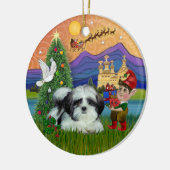 クリスマスの幻想 - シ Shih Tzu (黒白) セラミックオーナメント (左)
