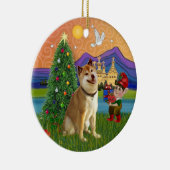 クリスマスの幻想 - 柴犬 セラミックオーナメント (右)