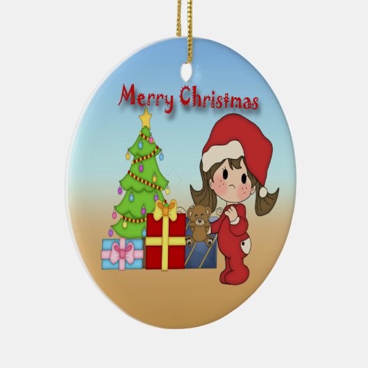 クリスマスの幼児の女の子の円形のオーナメント セラミックオーナメント (右)