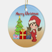 クリスマスの幼児の女の子の円形のオーナメント セラミックオーナメント (左)