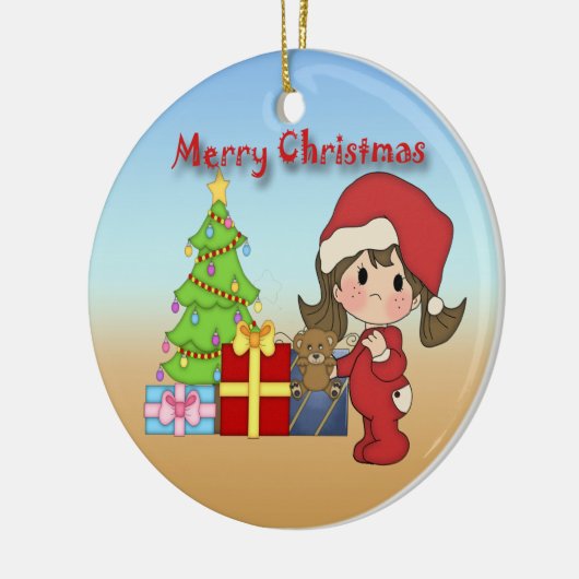 クリスマスの幼児の女の子の円形のオーナメント セラミックオーナメント (左)