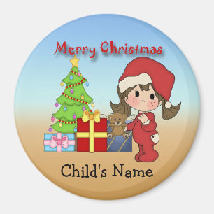 クリスマスの幼児の女の子の円形の磁石 マグネット