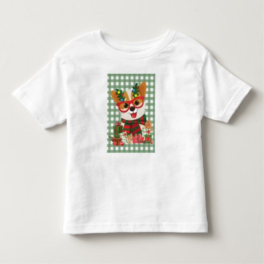 クリスマスの幼児シャツ – かわいい子犬 トドラーTシャツ (正面)