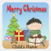 クリスマスの幼児ボーイスクエアステッカー スクエアシール (正面)