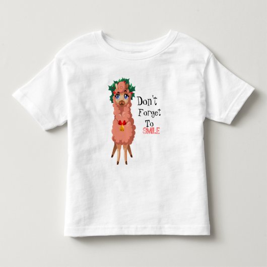 クリスマスの幼児Tシャツにラマ トドラーTシャツ (正面)