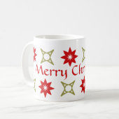 クリスマスの幾何学的な星 コーヒーマグカップ (正面左)