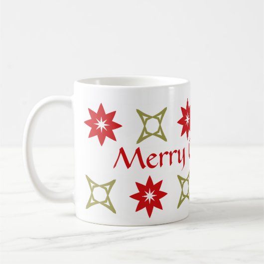 クリスマスの幾何学的な星 コーヒーマグカップ (左)
