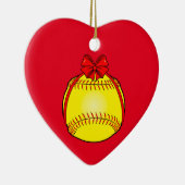 クリスマスの弓とのソフトボール セラミックオーナメント (右)