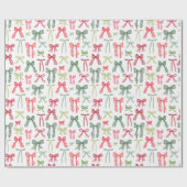 クリスマスの弓とリボン緑と赤 ラッピングペーパー (フラット)