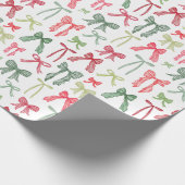 クリスマスの弓とリボン緑と赤 ラッピングペーパー (角)