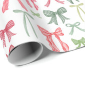 クリスマスの弓とリボン緑と赤 ラッピングペーパー (ロールコーナー)