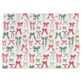 クリスマスの弓とリボン緑と赤 ラージペーパーバッグ (正面)