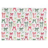 クリスマスの弓とリボン緑と赤 ラージペーパーバッグ (裏面)