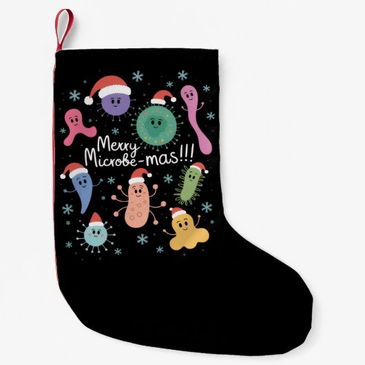 クリスマスの微生物学 科学の先生 微生物 スモールクリスマスストッキング (正面)