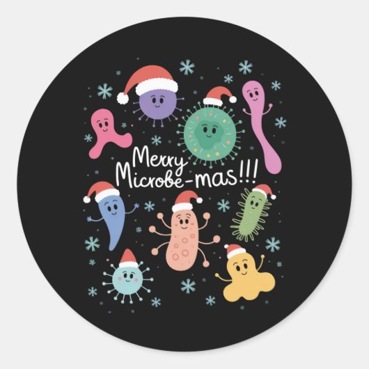 クリスマスの微生物学 科学の先生 微生物 ラウンドシール (正面)