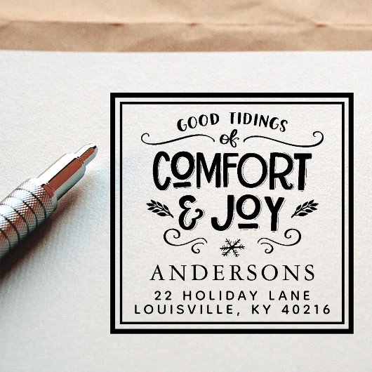 クリスマスの心地よいと喜びの挨拶の良い知らせ セルフインキングスタンプ