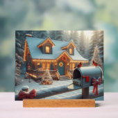 クリスマスの心地よい山小屋 冬のワンダーランド アクリルサイン (ニュートラル)