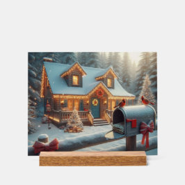 クリスマスの心地よい山小屋 冬のワンダーランド アクリルサイン