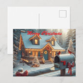 クリスマスの心地よい山小屋 冬のワンダーランド シーズンポストカード (正面/裏面)