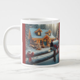 クリスマスの心地よい山小屋 冬のワンダーランド ジャンボコーヒーマグカップ