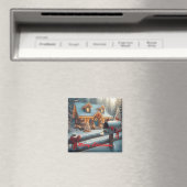 クリスマスの心地よい山小屋 冬のワンダーランド マグネット (インサイチュ (食洗機))