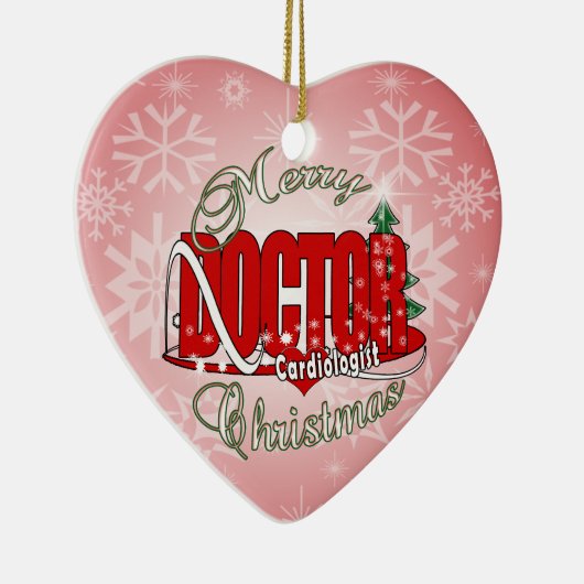 クリスマスの心臓学医の医者 セラミックオーナメント (右)