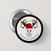 クリスマスの必要不可欠な働きアリのトナカイ顔マスク 缶バッジ (正面&裏面)