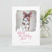 クリスマスの応援おもしろいを解放するペットの写真トナカイ シーズンカード (スタンド正面)