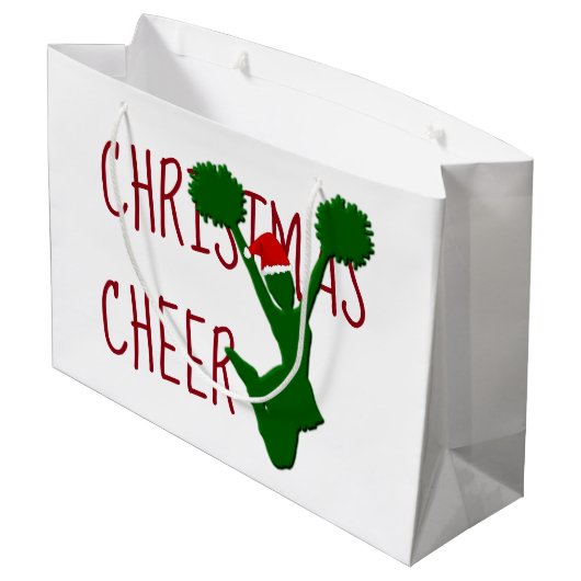 クリスマスの応援のチアリーダーの休日の精神 ラージペーパーバッグ (裏面アングル)