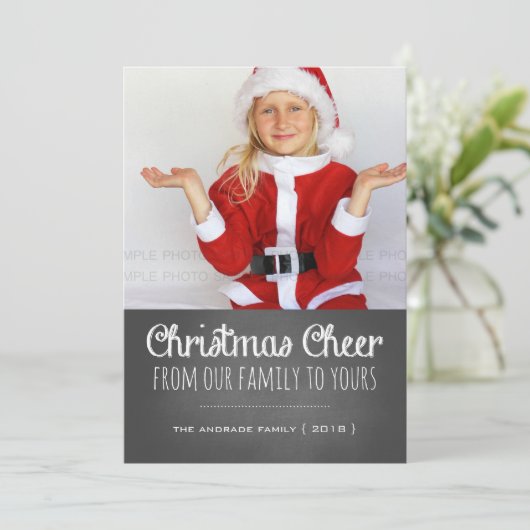 クリスマスの応援の休日の写真の黒板のレタリング シーズンカード (スタンド正面)