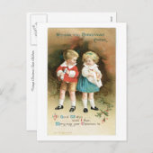 クリスマスの応援の子供 シーズンポストカード (正面/裏面)