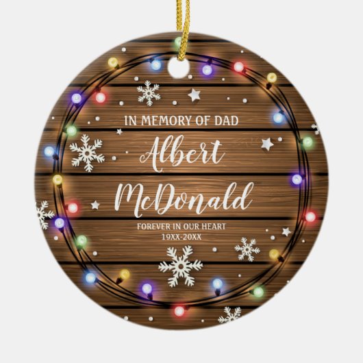 クリスマスの思い出にクリスマスの光パパ セラミックオーナメント (正面)