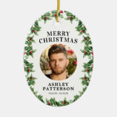 クリスマスの思い出のヒイラギ セラミックオーナメント (正面)