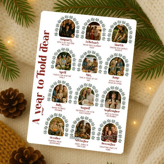 クリスマスの思い出を振り返る月別フォトコラージュ シーズンカード