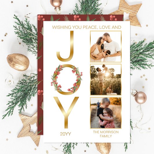 クリスマスの思い出3枚の写真入り シーズンカード