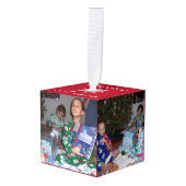 クリスマスの思い出5写真家族キッズギフト キューブオーナメント (正面アングル)