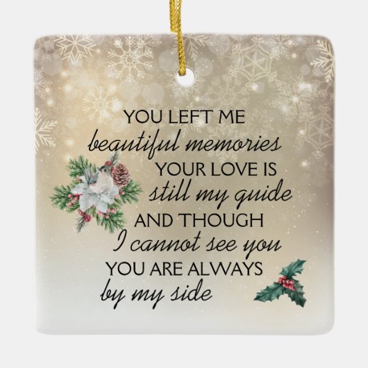 クリスマスの思い出、愛された1つの記念 セラミックオーナメント (正面)