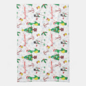 クリスマスの恐竜と雪だるま キッチンタオル (縦)