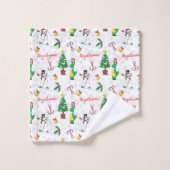 クリスマスの恐竜と雪だるま バスタオルセット (ウォッシュタオル)