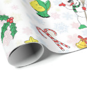 クリスマスの恐竜と雪だるま ラッピングペーパー (ロールコーナー)